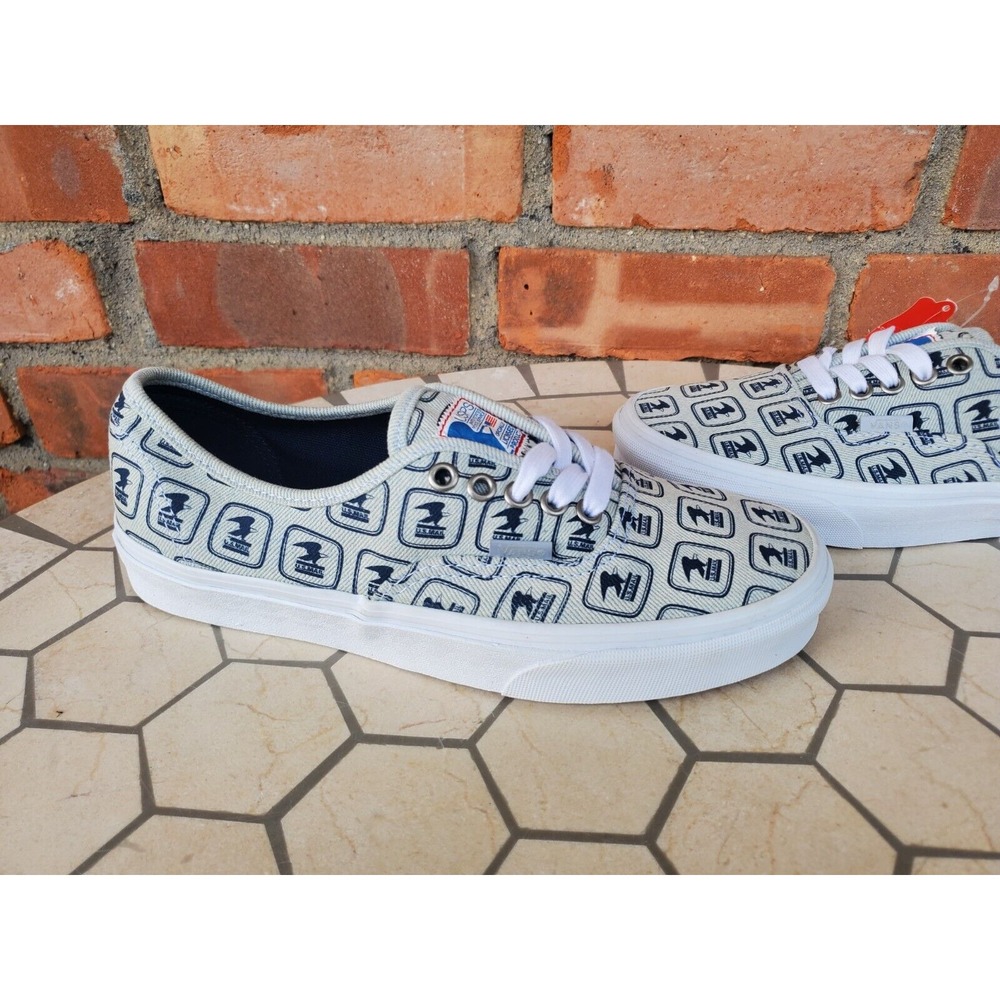 Men's White and Blue Sneakers